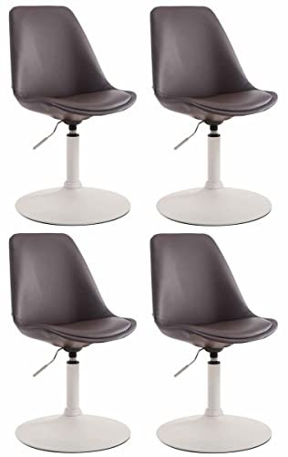 CLP 4er Set Esszimmerstühle Maverick Kunstleder I höhenverstellbare Lehnstühle I Drehstühle Mit Trompetenfuß, Farbe:braun, Gestell Farbe:weiß