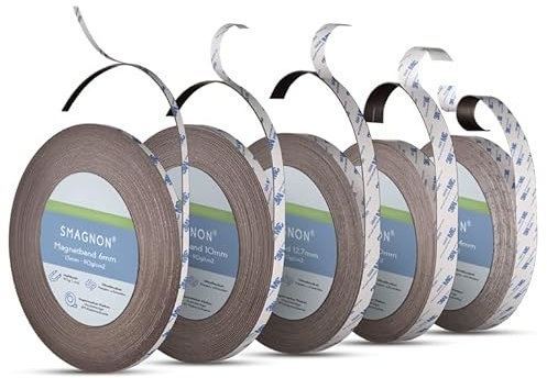 Smagnon Magnetband Meterware mit 3M-9448A Kleber in verschiedenen Breiten, Breite Magnetband:12.7 mm, Magnetband Typ:Type A+B Kombi Weiss