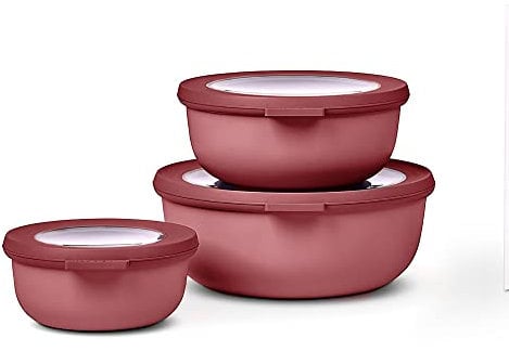 Mepal Multischale Cirqula Round 3-teiliges Set - Mikrowellen Geschir - Geignet als Aufbewahrungsbox, Kuhlschrank, Gefrierschrank & Mikrowellengeschirr - 350 ml, 750 ml & 1250 ml - Vivid mauve