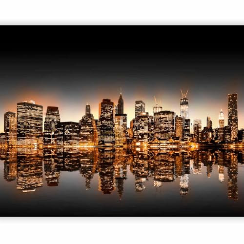 murando Fototapete selbstklebend Stadt bei Nacht 196x154cm Foto Tapete Tapetenfolie Möbelfolie Wandverkleidung Wandtapete Motivtapeten Bildtapete 3d Effekt City Architektur New York Panorama