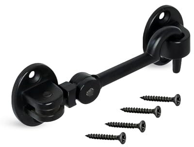 Gedotec Storm Hook Metal Black 106 x 37 mm I 1 Piece Door Storm Hook I Cabin Hook Including Plate & Mounting Screws for Garage Door, Window, Barn Door, Garden Gate Latch, Window Hooks