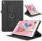 TEDTIKJT Tabletas Funda Compatible iPad 6/5. Generation 9.7 2018/2017 PU Cuero Cover Protectora iPad 6th Gen 360°Carcasa Giratoria de Soporte ángulo Múltiple con Auto-Sueño/Estela, Negro Árboles
