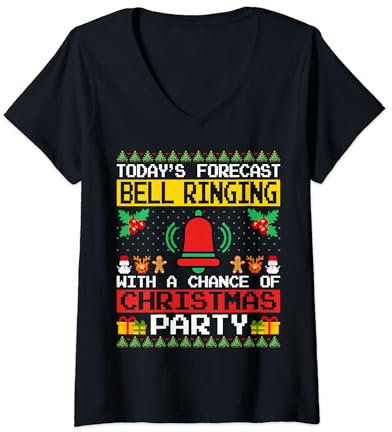 Bell Ringing Christmas Party Bell Ringer Xmas Ugly Style T-Shirt mit V-Ausschnitt