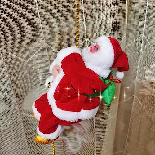 Jouet Électrique De Père Noël Grimpant sur Corde, Jouet De Père Noël Grimpant Électrique, 100 Cm Monte Et Descend du Père Noël, Décoration De Fête D'ornement De Noël À Piles