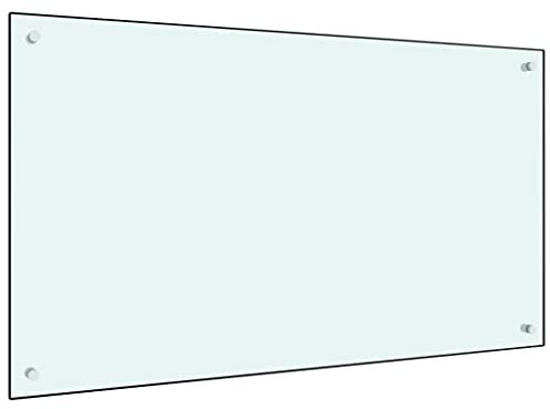 AUVYI Küchenrückwand aus Hartglas 100x60 cm Weiß Spritzschutz Glas Herd Spritzschutz Glas Spritzschutz Küche Glas Spritzschutz Hinter Herd Küchen Wandschutz Glasplatte Küche
