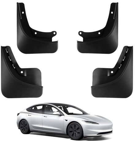 BASENOR Upgraded 2024-2026 Tesla Model 3 Highland Mud Flaps Splash Guards Fenders No Drilling No Tape Mudflaps All Weather Protector Mudguards for Tesla Model 3 Exterior Accessories (Set of 4)