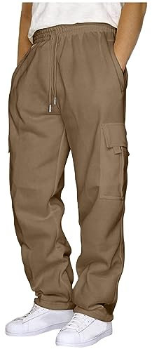 Lightning Deals of Today Prime Clearance Hose Herren Winter Taschen Outdoorhose Einfarbige Kordelzug-elastische Taille, einfarbige Taschenhose, lockere Sporthose
