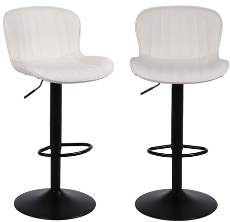 Nusetx Barhocker 2er Set, Barstuhl Höhenverstellbar, Barstühle mit Lehne und Fußstütze, Drehbar Küchenstühle Bar Stool für Esszimmer, Küche und Theke, Beige
