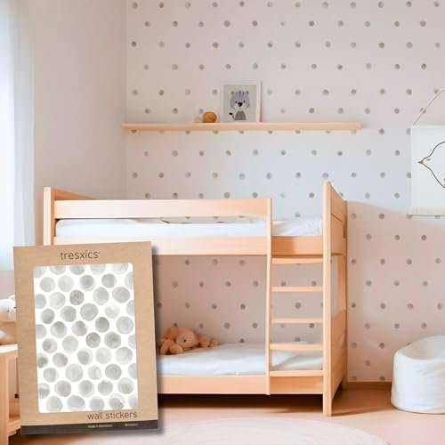 TRESXICS Dekorative Wandsticker für Kinder, Tupfen Aquarell, 300 Stück, Vinyl, originell und langlebig, Tapeteneffekt für Kinder, einfach anzubringen und abnehmbar (grau)