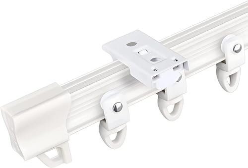 OLSKFUH Vorhangschiene, weiß, Gebogene Vorhangschiene, flexibel, biegbar, Raumteiler, Schiebevorhangschiene für Erkerfenster, Sichtschutz, Etagenbett, Raumteiler für Sichtschutz, Deckenmontage, 4,5 m