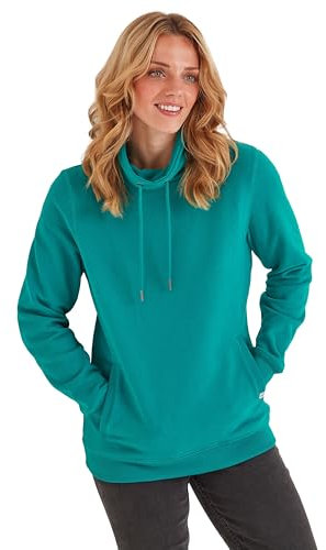 TOG24 Abigail Womens Funnel Neck Sweatshirt with Chunky Knitted Drawcords and Welt Pockets Teal