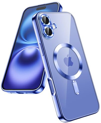 JETech Soft Clear Case for iPhone 16 6.1-Inch, Camera Lens Full Protection, Compatible with MagSafe Wireless Charging, Shockproof Electroplated TPU Phone Cover (Ultramarine)