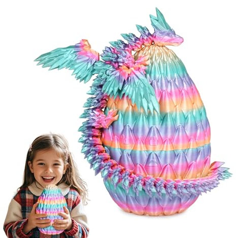 Balkwan Geflügelter Drache im Überraschungsei Lustiges Sammlerspielzeug Geschenk Kinder Erwachsene 3D Gedruckter Fantasiedrache ideal Weihnachten Ostern Geburtstage Feiertagsdeko(Regenbogen, Groß)