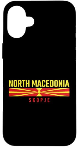 Hülle für iPhone 16 Plus Mazedonische Flagge, Nordmazedonien - Skoda in Großbuchstaben