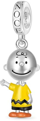 GNOCE Charm Anhänger Peanuts Stehender Snoopy Anhänger 925 Sterlingsilber Beads Charms für Frauen und Mädchen Schmuckgeschenk für Fans (Charlie Brown)