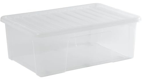 2x AUFBEWAHRUNGSBOX 68L Deckel 71x47x25cm transparent klar Kunststoff Box