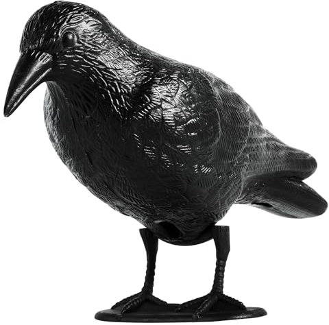 OFFO Pigeon Scarer, Plastic Black Raven,Crow Decoys pigeon deterrent with Hanging Hook, Garden Bird Scarer, Bird Repellent for Balcony Fence Scarecrow, Halloween Decorations Ornaments Indoor Outdoor