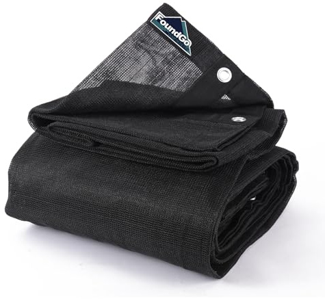FoundGo 7'X 16' Dump Trailer Tarp Kit, Heavy Duty Dump Trailer Tarps Mesh Tarp with Grommets, Air Flow Trailer Replacement Tarp for Dump Truck Bed Cover, with 2 Pockets fit Dump Truck System