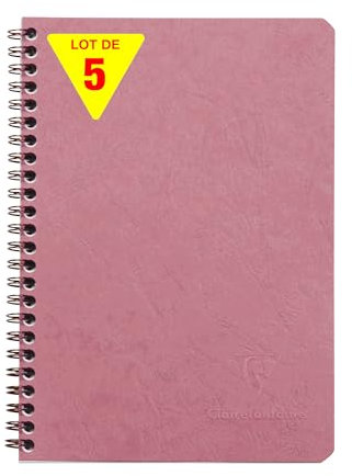 Clairefontaine 781426C Collection Age Bag Un Cahier à Spirale Rose Antique - A4 21x29,7 cm - 100 Pages Petits Carreaux - Papier Blanc 90 g - Couverture Carte Lustrée Grain Cuir
