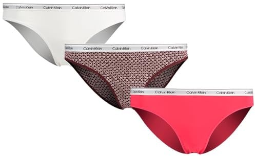 Calvin Klein Women's BIKINI 3PK 000QD5207E Bikini, Pink (INNUENDO/STENCIL HEART+DARK BERRY/C), M