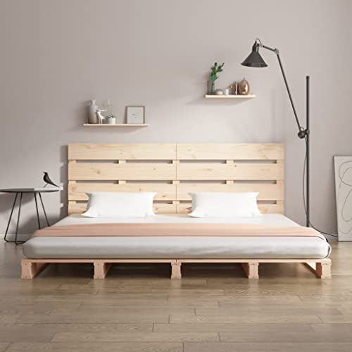 vidaXL Massivholzbett, Holzbett Bett mit Kopfteil, Bettrahmen Bettgestell mit Lattenrost, Palettenbett Doppelbett, 140x190cm Kiefer