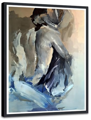 Novatique Abstrakte Akt-Wandkunst, schwarz-weiß, Leinwand-Kunst, sexy Paar, Bild, Wanddekoration für Badezimmer, fertig zum Aufhängen, 30,5 x 40,6 cm