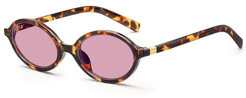 J.Fée Retro Sonnenbrille Damen, Elegant Damen Sonnenbrille, Dekoratives Aesthetic Accessoires Sonnenbrillen UV Schutz, Rosa mit Leopardmuster, 1 Paar