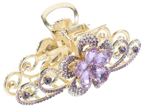 VICASKY Grands accessoires de coupe de cheveux avec taille pince à cheveux clips en strass pâtisserie Bobby grandes pinces à cheveux pour cheveux épais bouclés alliage violet