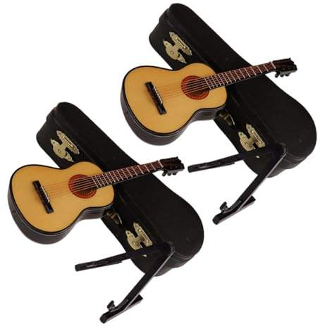 2 Satz Miniatur Holzgitarren Modell Dekorative Instrumentendekoration
