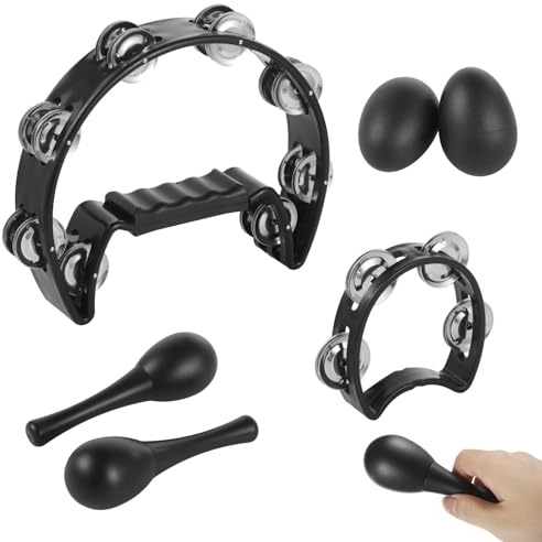 Tamburin Set 6 teilig Schlaginstrumente einschließlich Metallschellen Maracas Eierstreuer Musikunterricht Anfänger Unterhaltung
