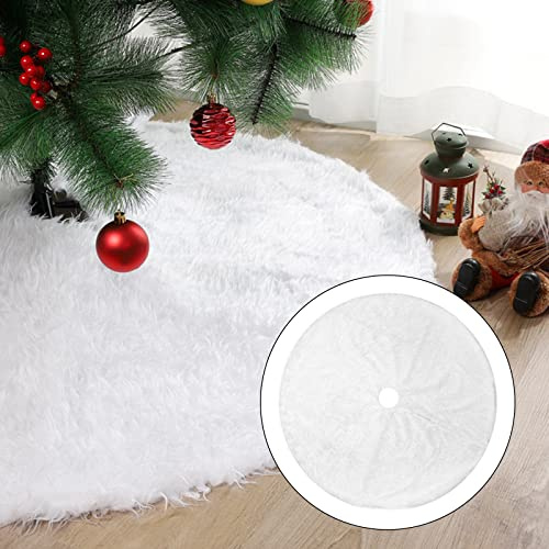 Gonne in peluche per albero di Natale bianche, forma rotonda, tappeto per base dell'albero di Natale, coperta per albero di Natale, copertura in pelliccia sintetica fiocco di neve, per decorazioni