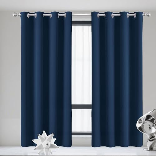GUOLIXIA Gardinen 250 x 390 cm Einfarbige/Winter Extra Warm/Modern Vorhang Blickdicht mit Ösen Vielen Farben Und Größen für Hotels Schlafzimmer, 1Er Set, Dunkelblau