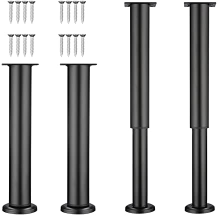 SHGUOMSC Metallsofa – 4 Stück 180 mm Dicke, runde Tischfüße, perfekt for die Unterstützung von Schlafsofas, Schränken und Elegantes weißes Design(Black,180Mm(7.1In))