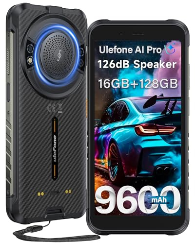 Ulefone RugKing Rugged Smartphone, 16GB+128GB/2TB TF, 9600mAh, 126dB 3.5W Speaker, Android 16, 50MP Waterproof, 5.99 inch IP68 Outdoor Armor 4G SIM-Free & Unlocked Mobile Phones, 3-Card Slot NFC