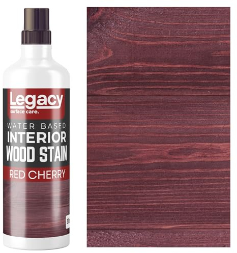 Legacy Surface Care Water Based Wood Stain (Gold Oak) – Fast Drying, Non-Toxic, Easy to Apply Wood Paint & Varnish for Indoor & Outdoor Furniture, Floors & Decking (Red Cherry, 1ltr)