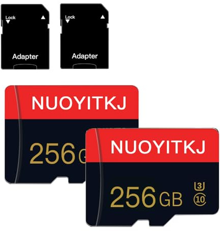 256GB Micro Memory Card 256GB Class 10 TF Card with Adapter High Speed Memory Card for Tablet,Camera,Drone（2PCS）