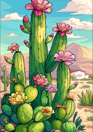 Puzzle 100 Teile Kaktus Blumen 40x28 cm, Puzzles für Erwachsene, Impossible Hard Schwierige Herausfordernde, Puzzles für Erwachsene 100 Teile