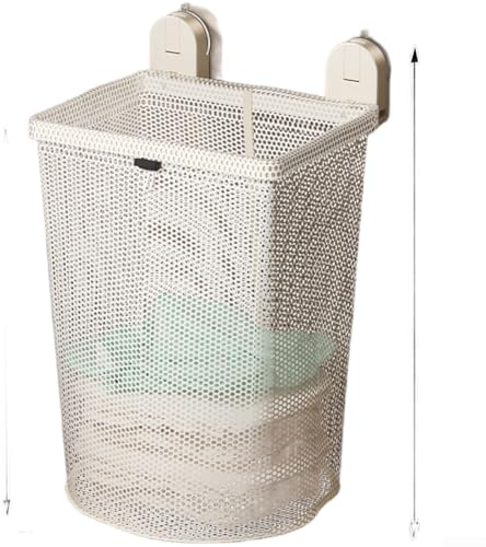 Panier à linge mural pliable à ventouse de grande capacité en maille (B)