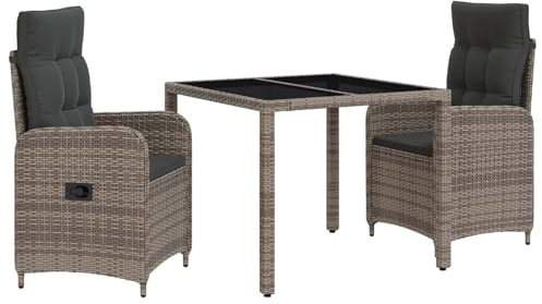 vidaXL Outdoortisch-Set 3 pcs Hellgrau und Dunkelgrau 90 x 90 x 75 cm, Stilvolles, modernes Essset für draußen, wetterfest, perfekt für Partys im Garten, Balkon oder beim Essen im Freien