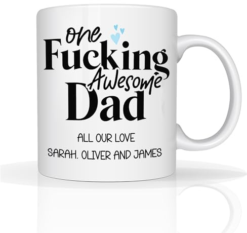 Star Online Personalised Gift for Dad Mug Fathers Day Custom Photo 11oz Ceramic Coffee Cup Best Dada Ever Daddy Birthday Presents Dishwasher Safe (Awesome Dad)