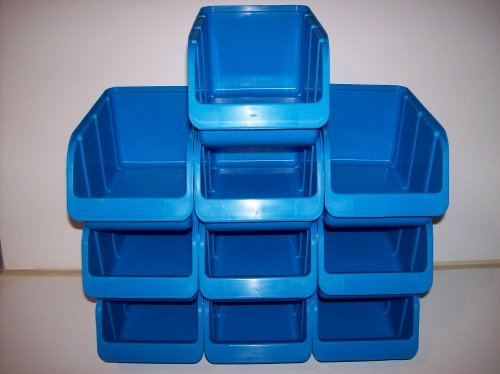 10 Stapelboxen Sichtboxen Lagerboxen Gr.3 blau 145x240x125 mm