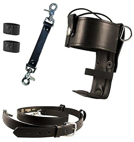 Boston Leather Firefighter's Bundle – Universal-Radiohalterung, Gurt und 2 Kabelhalter (Schwarz, Einheitsgröße, Leder)