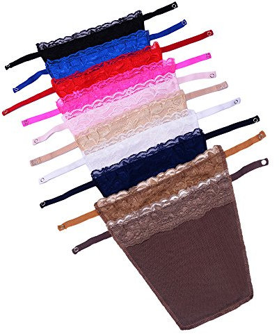 YEKEYI 10Pcs Dame Spitze Clip-on Mock Camisole BH Einsatz Overlay Modesty Panel Weste