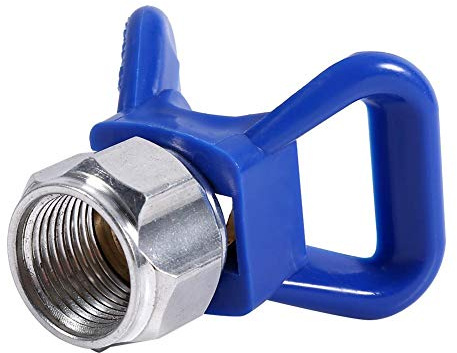 Fdit Airless Spray Gun Nozzle Seat Guard, Universal G7/8-14 Thread Tip Protector Replacement Blue Metal Plastic Sprayer Nozzle Holder for Paint Protection