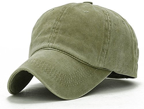 Roffatide Unisex Lavato Cotone Berretto da Baseball Vintage Regolabile Cappello da Sole con Visiera Verde Militare