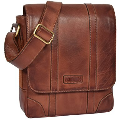 Mens Real Leather Flight Bag Cross Body Organiser Travel Casual Pouch Russell Tan