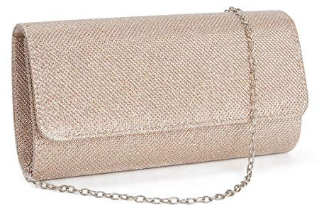 Orita Clutch/Clutch/Abendtasche, glitzernd, kleine börse mit abnehmbarer Kette, Beige (champagnerfarben), Einheitsgröße