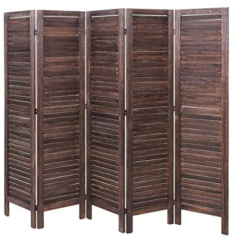 Mendler Paravent HWC-G30, Trennwand Sichtschutz Raumteiler, Shabby-Look 170x200cm - braun