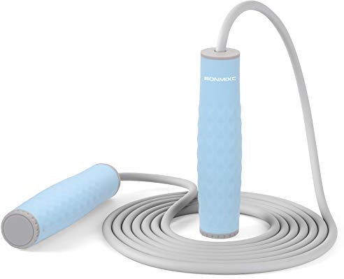 BONMIXC Weighted Skipping Rope 1-LB Silicone Comfortable Grips Fitness Skipping Rope for Adult Women Adjustable Length Heavy Training for Adults