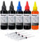 Aomya Kit de Recharge d'encre Universelle 500 ML pour imprimantes HP Canon Epson Brother Lexmark Cartouches d'encre Rechargeables CISS CIS Système 4 Couleurs avec 4 Anneaux Libres (2BK, C, M, Y)